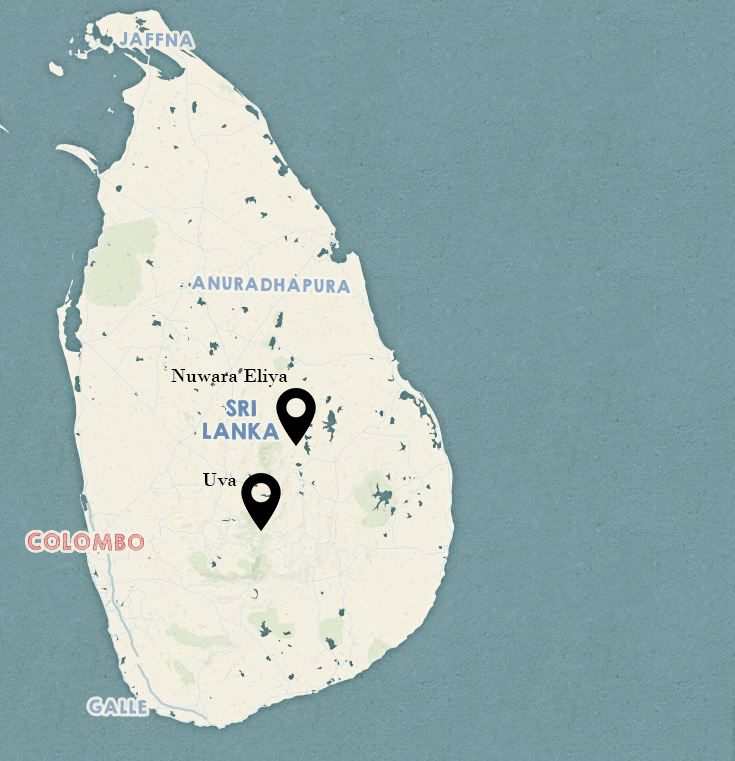 Carte Jardins Sri Lanka (Ceylan)